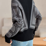 Casual V-Neck Batwing Sleeve Knit Top