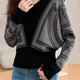 Casual V-Neck Batwing Sleeve Knit Top