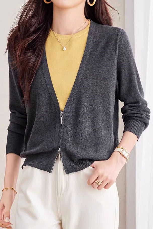 Casual Office Fake Two-Piece Knit Top - liwisi