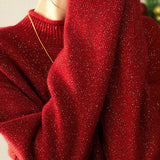 Exquisite Half-High Collar Sequin Sweater