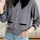Exquisite Office Color-Blocked Knit Cardigan