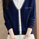 Office Casual Fake Two-Piece Shirt-Collar Knit Top