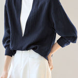 Minimalist Office Wide V-Neck Blouse