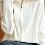 Casual Office Double-Zip Lapel Knit Jacket