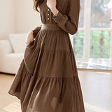 Casual Office Textured High-Waisted Dress