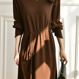 Casual Versatile Drawstring Waist Dress