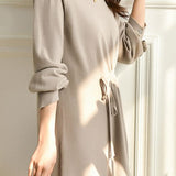 Casual Versatile Drawstring Waist Dress