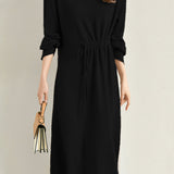 Casual Versatile Drawstring Waist Dress
