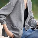 Casual Versatile Color-Blocked Embroidered-Trim Jacket