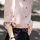 Elegant Lapel Puff-Sleeve Blouse