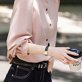 Elegant Lapel Puff-Sleeve Blouse