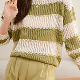 Casual Minimalist Color-Blocked Knit Top