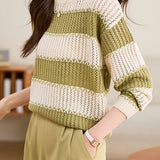 Casual Minimalist Color-Blocked Knit Top
