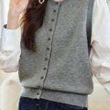 Casual Fake Two-Piece Cardigan with Paneled Shirt Sleeves