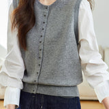 Casual Fake Two-Piece Cardigan with Paneled Shirt Sleeves
