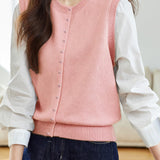Casual Fake Two-Piece Cardigan with Paneled Shirt Sleeves