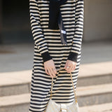 Casual Striped Knit Sweater Dress with Fake Shawl Design