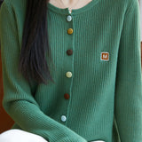 Casual Knit Cardigan with Colored Buttons