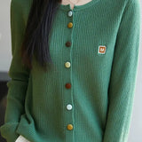 Casual Knit Cardigan with Colored Buttons