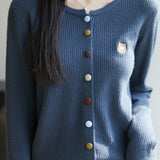 Casual Knit Cardigan with Colored Buttons