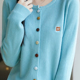 Casual Knit Cardigan with Colored Buttons
