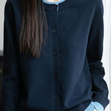 Casual Crew-Neck Fake Two-Piece Paneled Cardigan