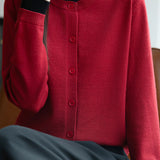 Casual Crew-Neck Fake Two-Piece Paneled Cardigan