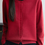 Casual Crew-Neck Fake Two-Piece Paneled Cardigan