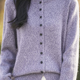 Half High Neck Solid Color Floral Yarn Knit Cardigan