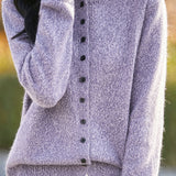 Half High Neck Solid Color Floral Yarn Knit Cardigan
