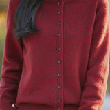 Half High Neck Solid Color Floral Yarn Knit Cardigan