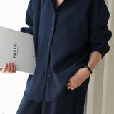 Casual Loose Shirt and Wide-Leg Pants Set