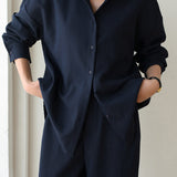 Casual Loose Shirt and Wide-Leg Pants Set