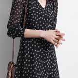 Elegant V-Neck Polka Dot Dress