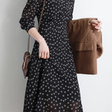 Elegant V-Neck Polka Dot Dress
