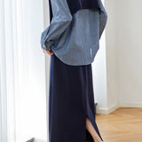 Casual Commuter Striped Long Sleeve Shirt Set