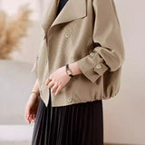 Casual Collared Long Sleeve Double-Breasted Coat