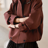 Casual Collared Long Sleeve Double-Breasted Coat