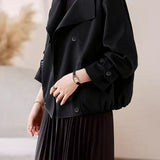 Casual Collared Long Sleeve Double-Breasted Coat