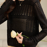 Casual Commuter Thin Hollow Knit Top