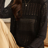 Casual Commuter Thin Hollow Knit Top