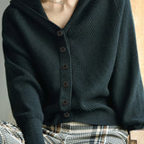 Casual Batwing Sleeve Hooded Knit Cardigan