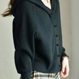 Casual Batwing Sleeve Hooded Knit Cardigan