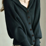 Casual Batwing Sleeve Hooded Knit Cardigan
