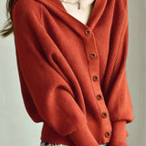 Casual Batwing Sleeve Hooded Knit Cardigan