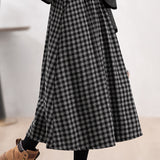Casual Commuter High-Waisted Checkered Skirt