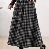 Casual Commuter High-Waisted Checkered Skirt