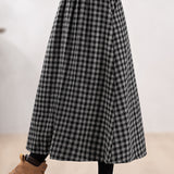 Casual Commuter High-Waisted Checkered Skirt