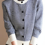 Casual Commuter Houndstooth Knit Cardigan