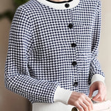 Casual Commuter Houndstooth Knit Cardigan